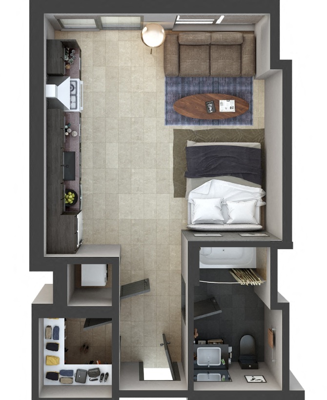 3D floor plan image for apartment W1301 at Randolph Perimeter